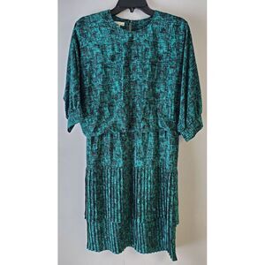 Vintage Act 1 New York Pleated Teal and Black Dress Size7/8